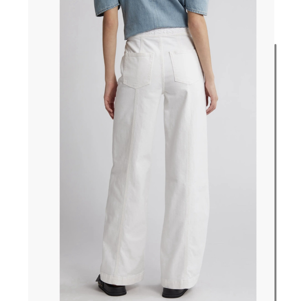 NWT FRAME Braided Wide Leg Jeans Women's Sz:32 White Waist High Rise - Picture 2 of 16